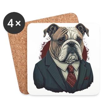 Professionell aussehende Bulldogge - Untersetzer (4er-Set) - Weiß - Vorne