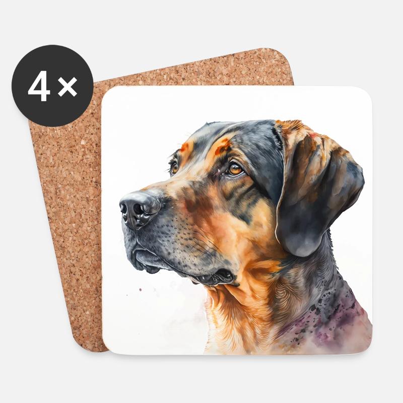 Watercolour Dog / Hund - Untersetzer (4er-Set) - Weiß