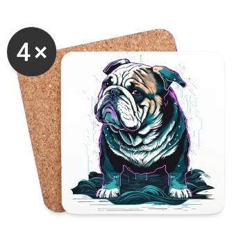 Petit bouledogue - Dessous de verre (lot de 4) - blanc - Devant
