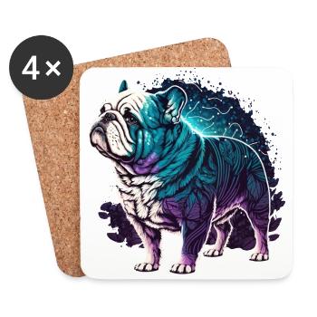 Leafy Bulldog Vaporwave - Coasters (set of 4) - white - Front