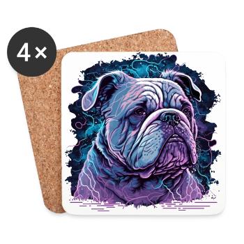 Vieux Bulldog Vaporwave - Dessous de verre (lot de 4) - blanc - Devant