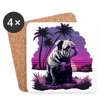 Lonely Bulldog - Coasters (set of 4) - white - Front