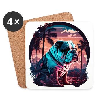 Lost Bulldog Vaporwave - Dessous de verre (lot de 4) - blanc - Devant