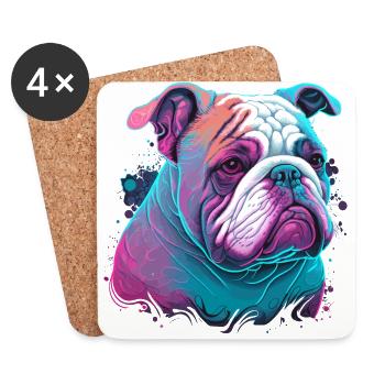 Innocent Face Bulldog - Coasters (set of 4) - white - Front