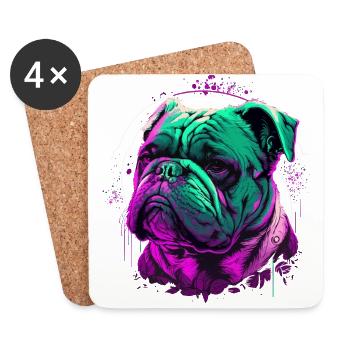 Vaporwave Sad Bulldog - Dessous de verre (lot de 4) - blanc - Devant