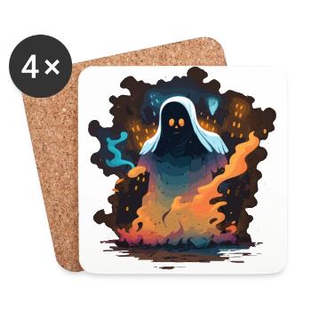 Fantôme d’Halloween - Dessous de verre (lot de 4) - blanc - Devant