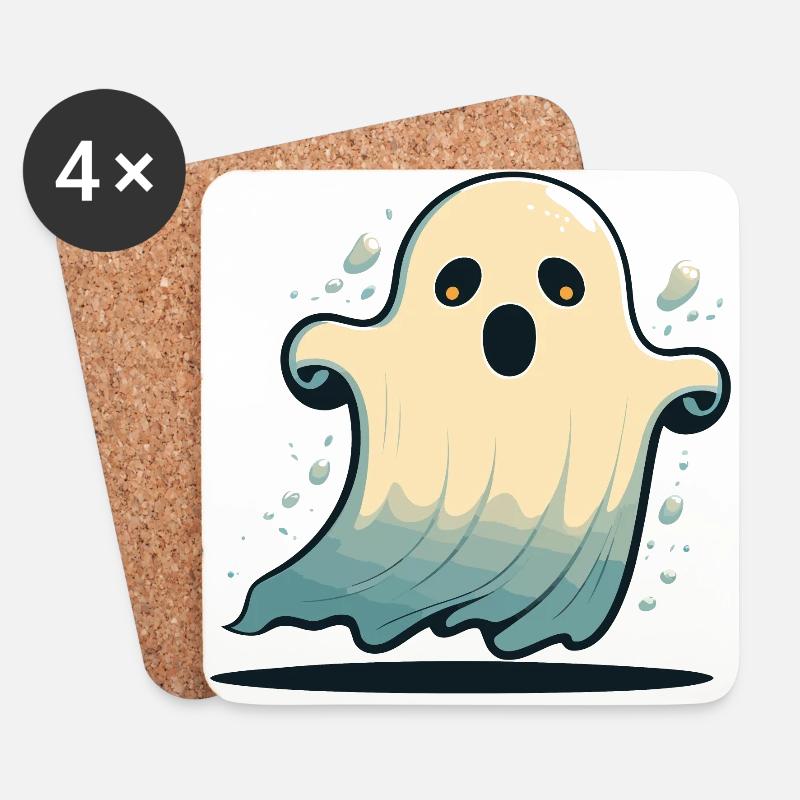 Halloween-Geist - Untersetzer (4er-Set) - Weiß