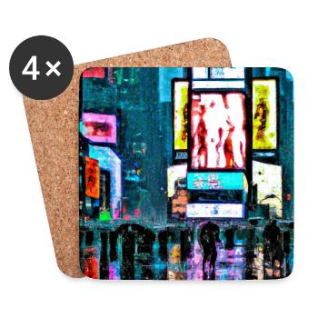 Time Square im Regen - Untersetzer (4er-Set) - Weiß - Vorne