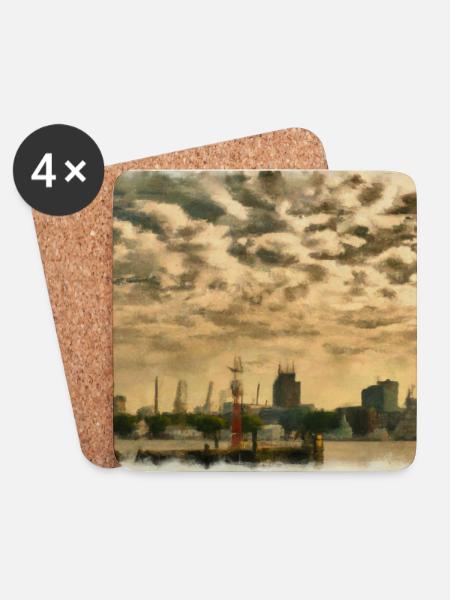 Hamburg, meine Perle - Untersetzer (4er-Set) - Weiß
