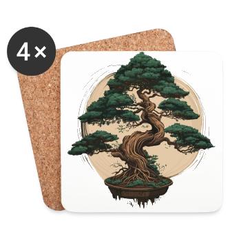 Manicured Bonsai Tree - Coasters (set of 4) - white - Front