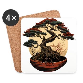 Bonsaï élégant - Dessous de verre (lot de 4) - blanc - Devant