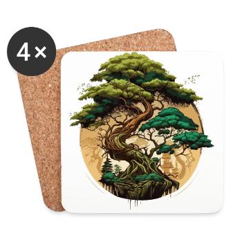 Bonsai Träume - Untersetzer (4er-Set) - Weiß - Vorne