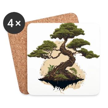 Simple Beauty of Bonsai - Coasters (set of 4) - white - Front