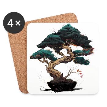 Unregelmäßiger Bonsai-Baum - Untersetzer (4er-Set) - Weiß - Vorne