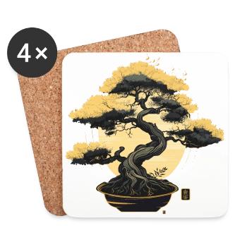 Zarter Bonsai-Baum - Untersetzer (4er-Set) - Weiß - Vorne