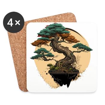 Beschnittener Bonsai - Untersetzer (4er-Set) - Weiß - Vorne