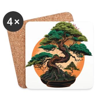 Bonsai Baum Atemberaubende Form - Untersetzer (4er-Set) - Weiß - Vorne
