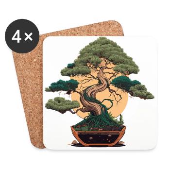 Bonsai Wunder - Untersetzer (4er-Set) - Weiß - Vorne
