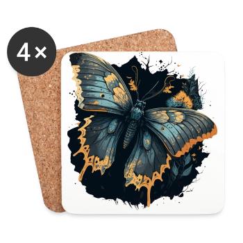 Dunkler Schmetterling - Untersetzer (4er-Set) - Weiß - Vorne
