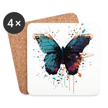 Butterfly Coloful Wings - Coasters (set of 4) - white - Front