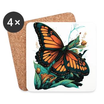 Schmetterling liebt Blumen - Untersetzer (4er-Set) - Weiß - Vorne