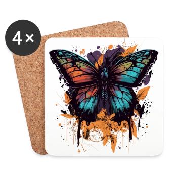 Beauté papillon - Dessous de verre (lot de 4) - blanc - Devant