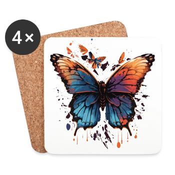 Bunter Schmetterling - Untersetzer (4er-Set) - Weiß - Vorne