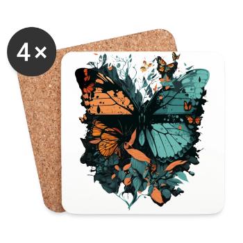 Huge Butterfly - Coasters (set of 4) - white - Front