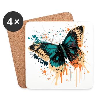 Conception de papillon - Dessous de verre (lot de 4) - blanc - Devant