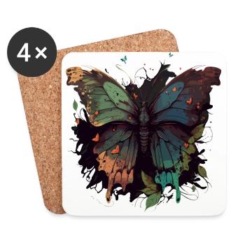 Papillon volant - Dessous de verre (lot de 4) - blanc - Devant