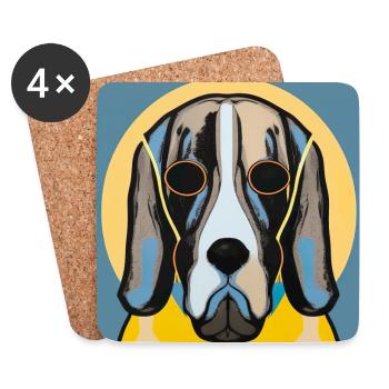Basset Hound - Untersetzer (4er-Set) - Weiß - Vorne
