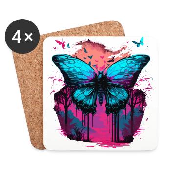 Vaporwave Dreams Butterfly - Coasters (set of 4) - white - Front