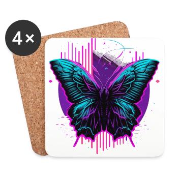 Leuchten im dunklen Schmetterling - Untersetzer (4er-Set) - Weiß - Vorne