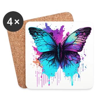 Leuchtend in blauem Schmetterling - Untersetzer (4er-Set) - Weiß - Vorne
