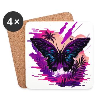 Papillon Nature Vaporwave - Dessous de verre (lot de 4) - blanc - Devant