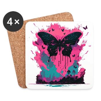 Dying Butterfly Vaporwave - Coasters (set of 4) - white - Front