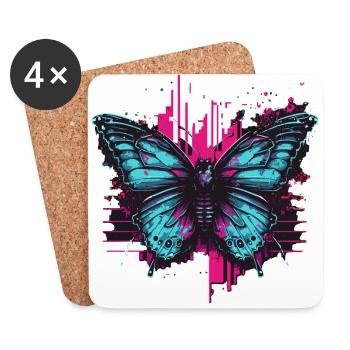 Cooler Vaporwave Schmetterling - Untersetzer (4er-Set) - Weiß - Vorne