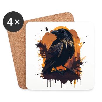 Silent Watcher Crow - Coasters (set of 4) - white - Front