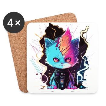 Rockin Kitty - Coasters (set of 4) - white - Front