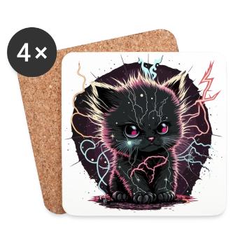Perfectly Charge Kitten - Coasters (set of 4) - white - Front