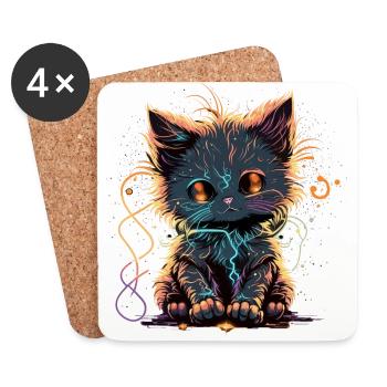 Entzückende funkelnde Katze - Untersetzer (4er-Set) - Weiß - Vorne