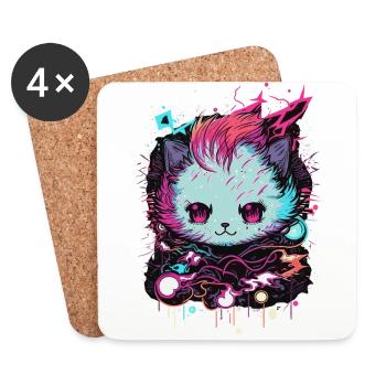 Out of This World Cat - Coasters (set of 4) - white - Front
