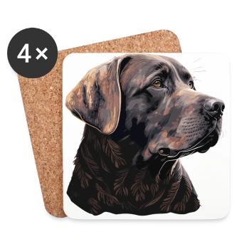 Seitenansicht Labrador Retriever Illustration - Untersetzer (4er-Set) - Weiß - Vorne