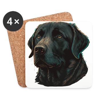 Cute Solid Black Labrador Retriever - Coasters (set of 4) - white - Front