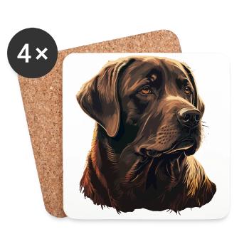 Schokofarbener Labrador Retriever Haustier - Untersetzer (4er-Set) - Weiß - Vorne