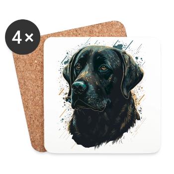 Labrador Retriever on Paint Background - Coasters (set of 4) - white - Front