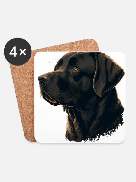 Labrador Retriever de aspecto suave de color marrón oscuro - Posavasos (juego de 4) - blanco