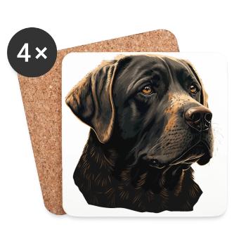 Großer Labrador Retriever - Untersetzer (4er-Set) - Weiß - Vorne