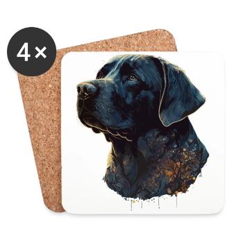 Incroyable Labrador Retriever avec un corps de style feuilles - Dessous de verre (lot de 4) - blanc - Devant