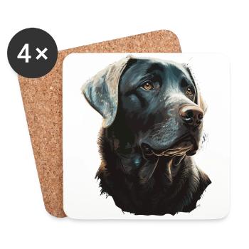 Labrador Retriever auf glühenden Lichtern - Untersetzer (4er-Set) - Weiß - Vorne